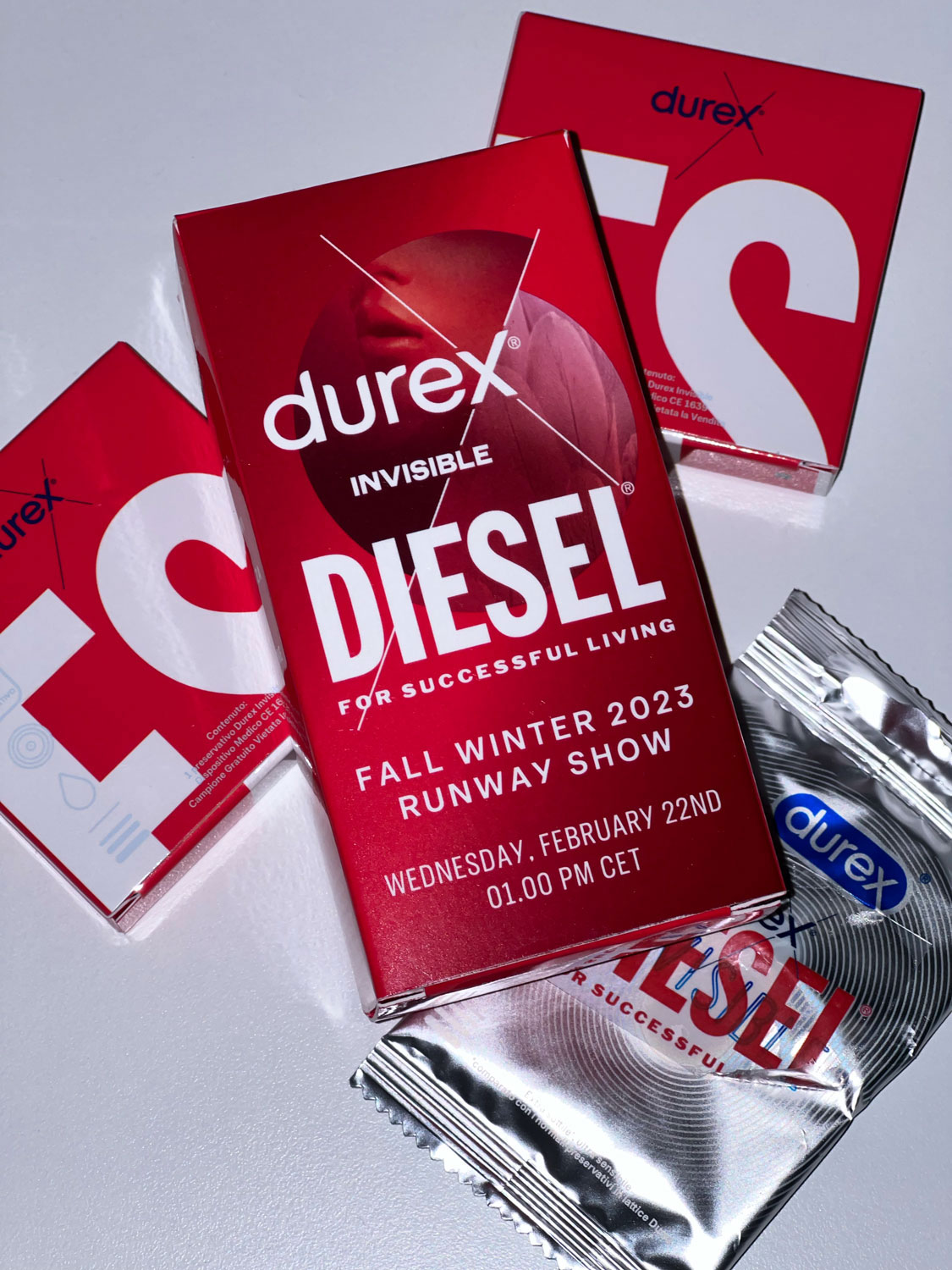 condom packaging by Durex and Diesel