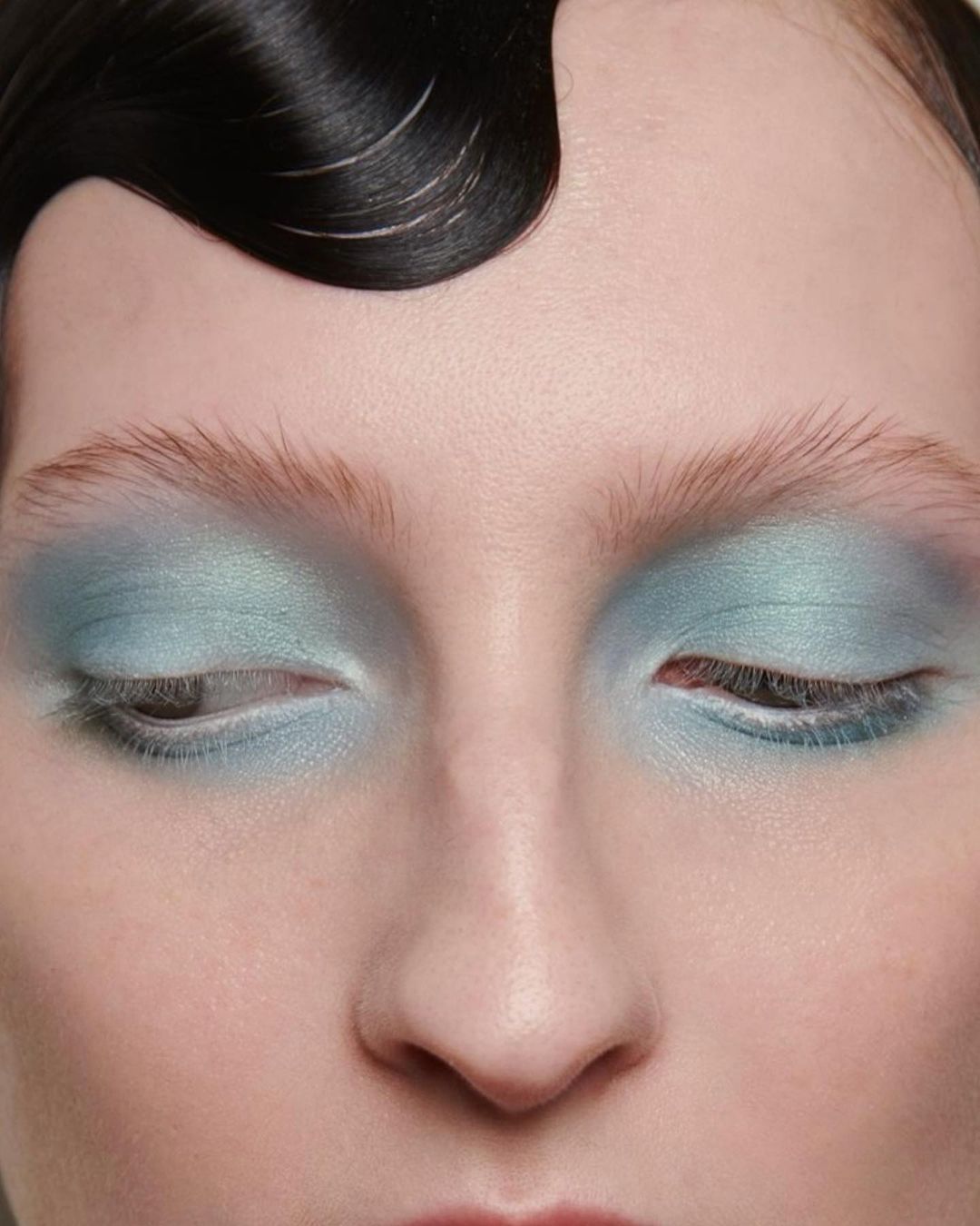 Close-up of blue eyeshadow